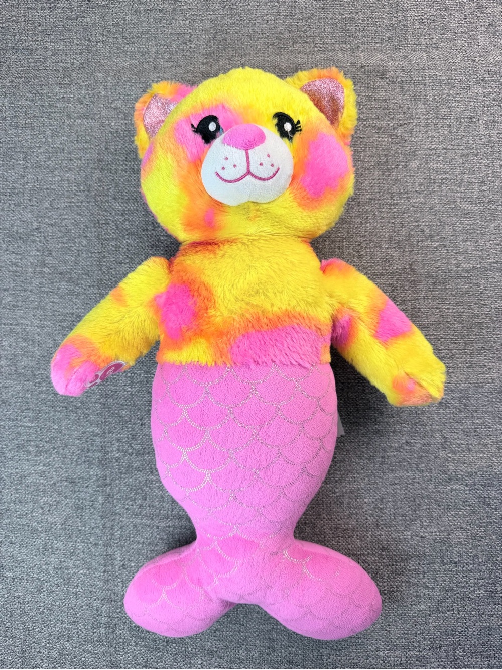 Build-A-Bear Yellow and Pink Mermaid Cat Plush Toy